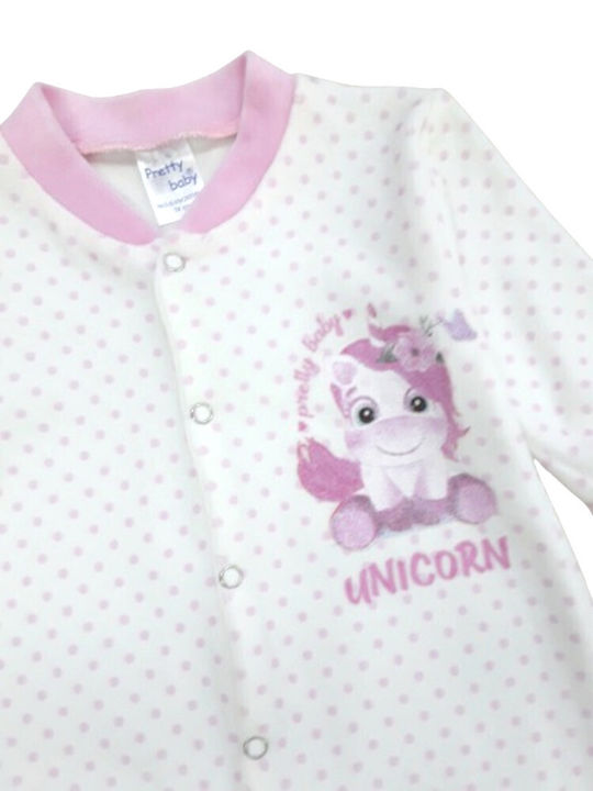 Pretty Baby Baby Bodysuit Long-Sleeved Velvet Unicorn Pretty Baby Pink