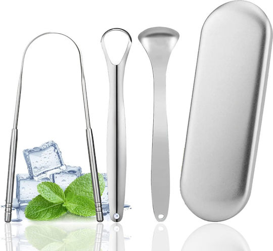 Set Stainless Steel Tongue Scrapers Cleaning Tools 3pcs