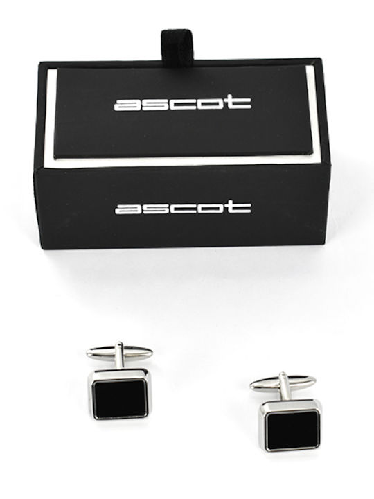 Ascot Μανικετόκουμπα από Ατσάλι σε Μαύρο Χρώμα
