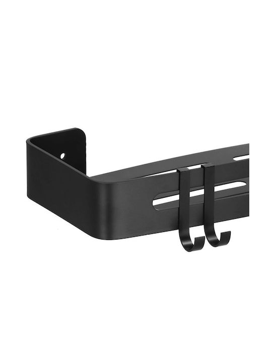 Badezimmerregal 2 Haken 2 Wandmontagesysteme Aluminium 32x12x4cm Schwarz