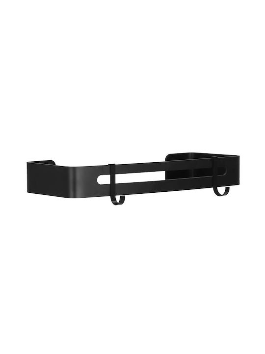 Badezimmerregal 2 Haken 2 Wandmontagesysteme Aluminium 32x12x4cm Schwarz