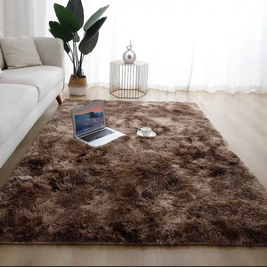Homeone 200x300см Неплъзгащ се Shaggy Furry Кафяв