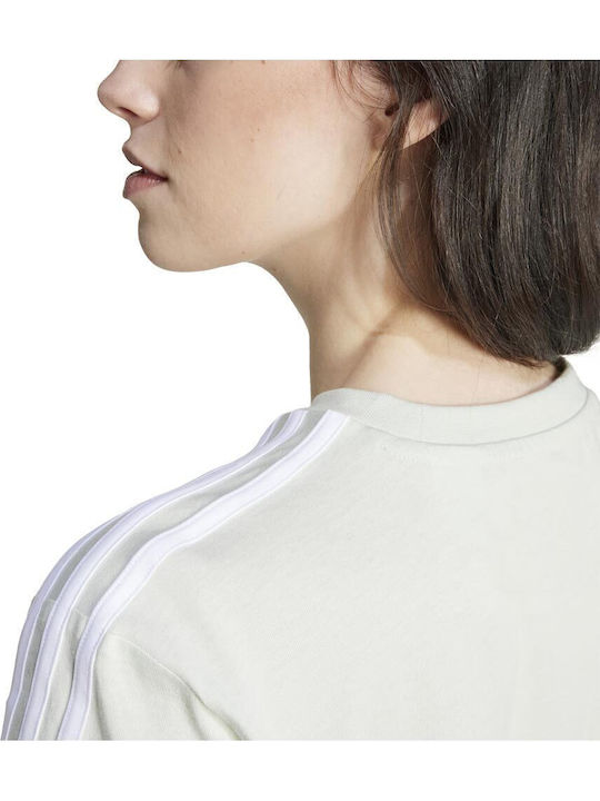Essentials 3-Stripes Single Women's Crop T-shirt Striped Green