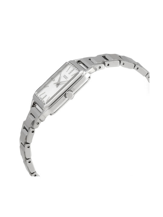 Seiko Essentials Γυναικείο Ρολόι 26mm Μπαταρίας με Ασημί Μεταλλικό Μπρασελέ
