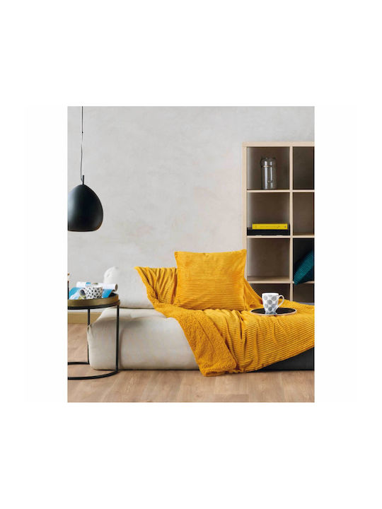 Kentia Spencer Furry Blanket Sofa 130x180cm Ochre