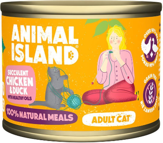 Animal Island Wet Food for Adult Cats in Cans with Turkey and Quail Gluten-Free 200gr