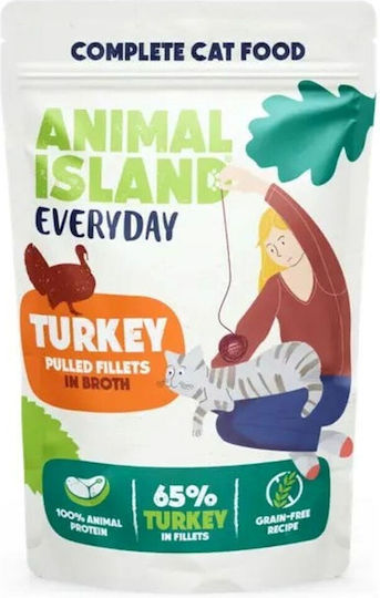 Animal Island Wet Food for Adult Cats in Pouches with Turkey Gluten-Free 12x85gr