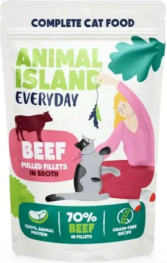 Animal Island Wet Food for Adult Cats in Pouches with Beef Gluten-Free 12x85gr