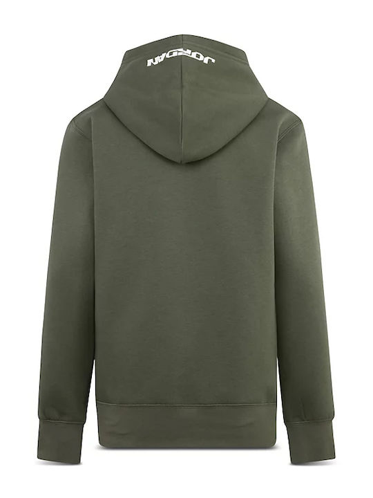 Jordan Fleece Kids Sweatshirt with Hood and Pockets GREEN