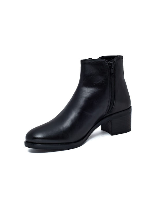 Leder Stiefeletten Damen Schwarz