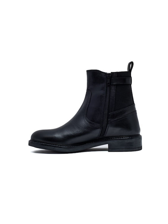 Leder Stiefeletten Damen Schwarz