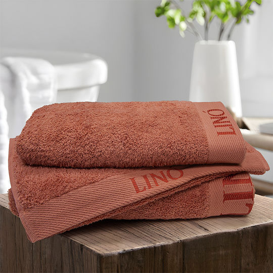 Lino Home Πετσέτα Χεριών Brandy 40x60εκ. Terracotta Βάρους 650gr/m²