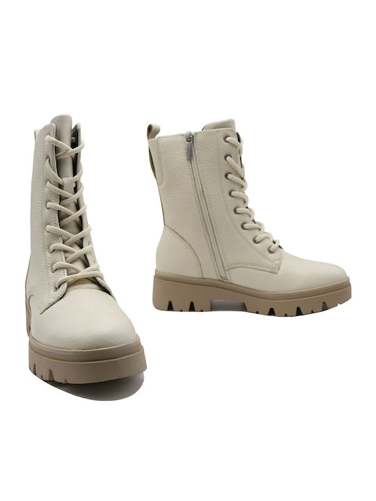 Leder Stiefeletten Damen Beige
