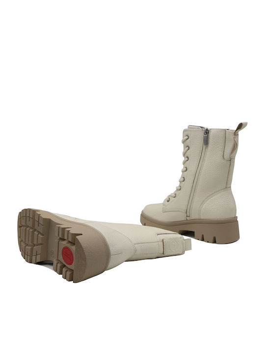 Leder Stiefeletten Damen Beige