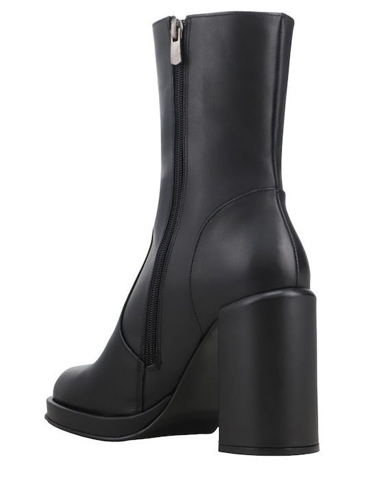 Leder Stiefeletten Damen Schwarz