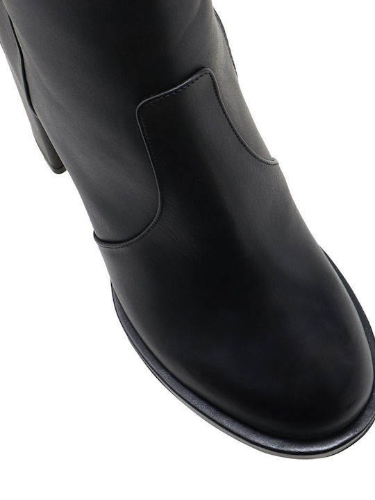 Leder Stiefeletten Damen Schwarz