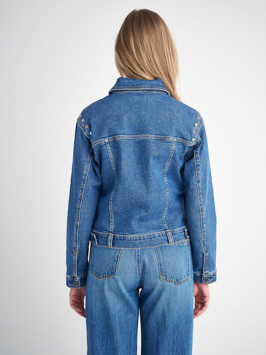 Scurtă Jachetă de femei din denim Albastru
