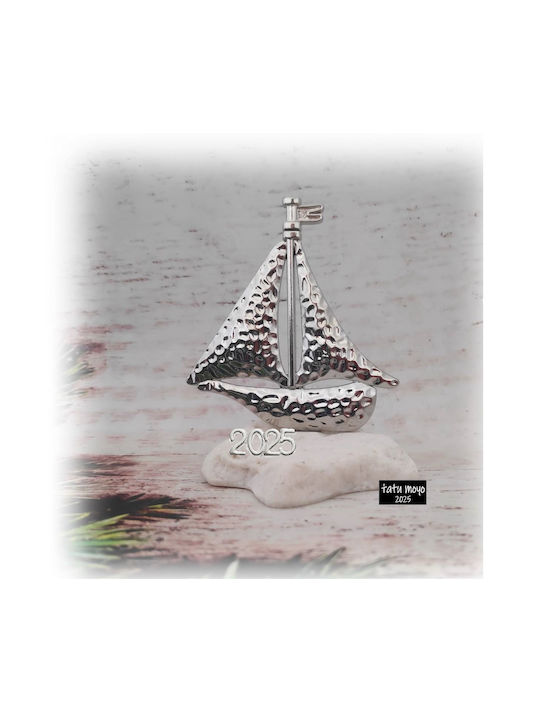 Lucky Charm 2025 Handmade Silver Ship Stone 11cm Tatu Moyo