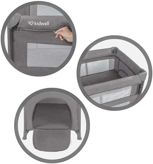 Kidwell Blissy Кошара за игра 2 Нива с Матрак Сив 125x65см