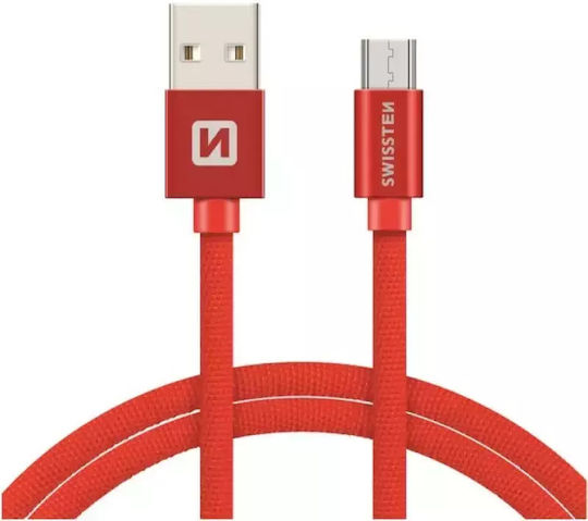 Swissten Редовна USB 2.0 до микро USB кабел Червен 1.2м 1бр