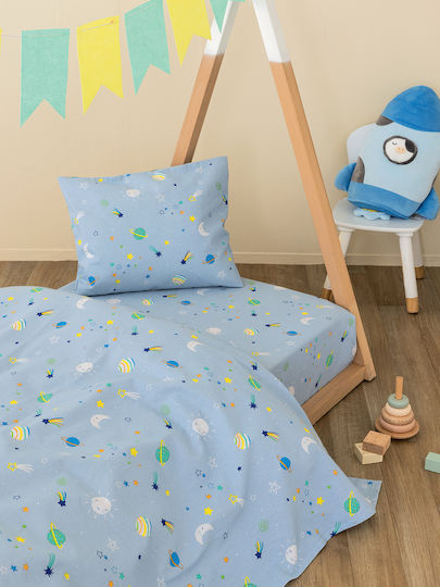 Palamaiki Poppet Baby Sheets Set Crib Cotton Light Blue 130x170cm