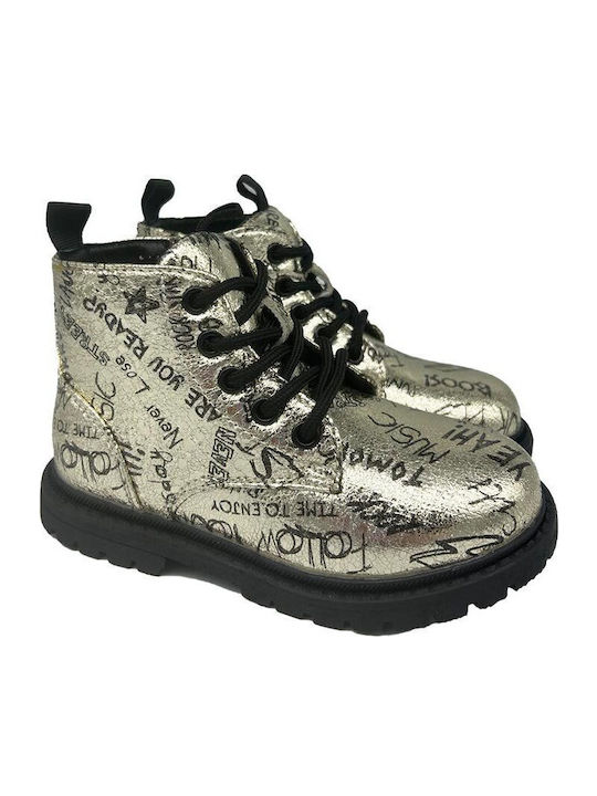 Kids Boots with Zipper Gold
