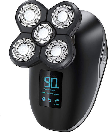 Trimmer de păr multifuncțional 5D Marske HM1688 5 în 1 pentru față, cap, corp, utilizare la duș, afișaj digital, impermeabil, 10 x 6 cm, negru