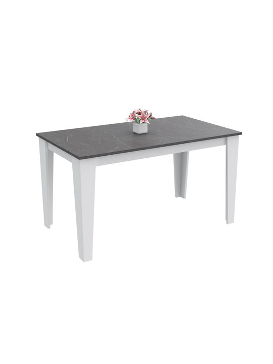 Boris Table Kitchen Wooden Μαύρο-λευκό 130x75x75cm