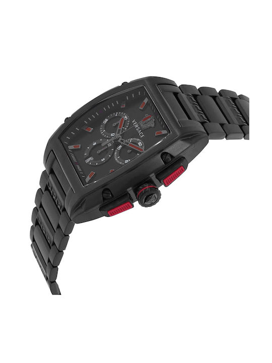 Versace Men's Watch 49.5mm Chronograph Battery with Black Metal Bracelet