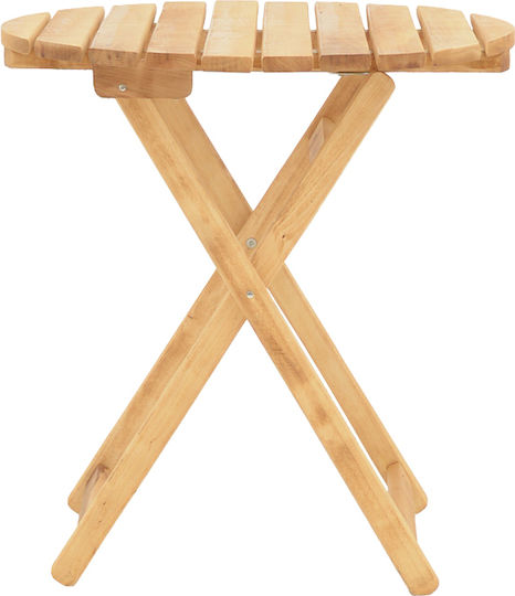 Letna Round Table Dining Room Collapsible from Solid Wood Natural Shade 70x70x75cm