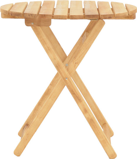 Letna Round Table Dining Room Collapsible from Solid Wood Natural Shade 60x60x74.5cm