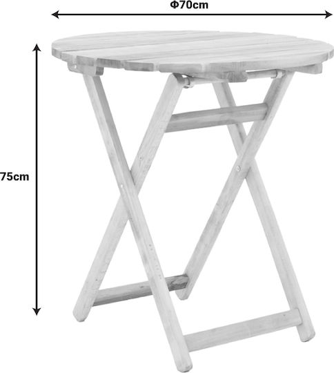 Letna Round Table Dining Room Collapsible from Solid Wood Natural Shade 70x70x75cm