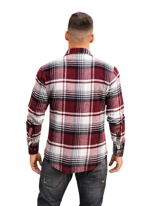 Long-sleeved Shirt Checked Green, Burgundy