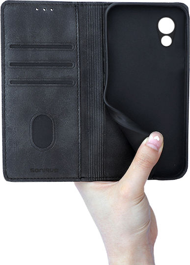 Sonique Brieftasche Synthetisches Leder / Kunststoff / Silikon Schwarz (TCL 501 4G, Sonique)