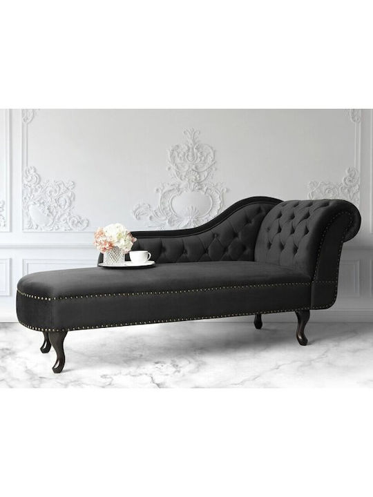 Berwyn 696 Șezlong Catifea Negru 79x61x170cm 518591BEL