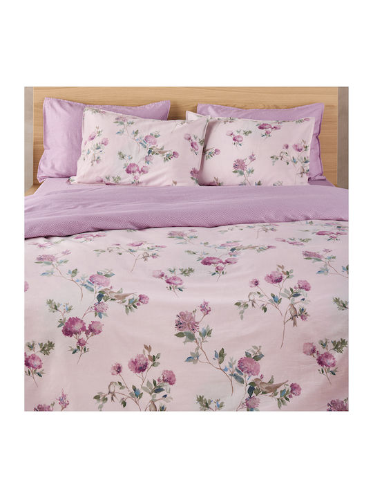 Kentia Duvet Cover Set Cotton Satin Queen with 2 Pillowcases 220x240 Arianna Pink