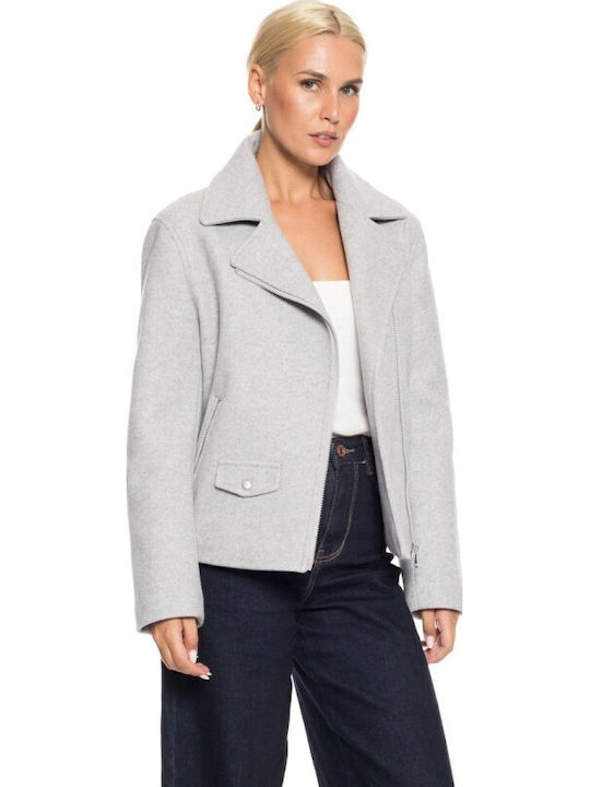 Women's Gray Peacoat with Zipper