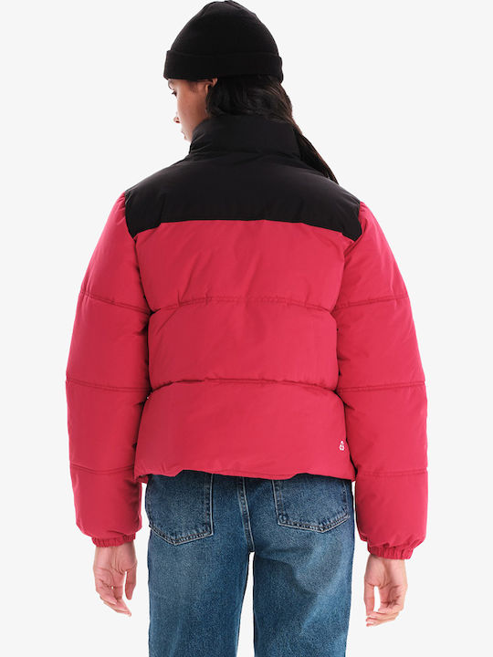 Women's Short Puffer Jacket for Winter Fuchsia