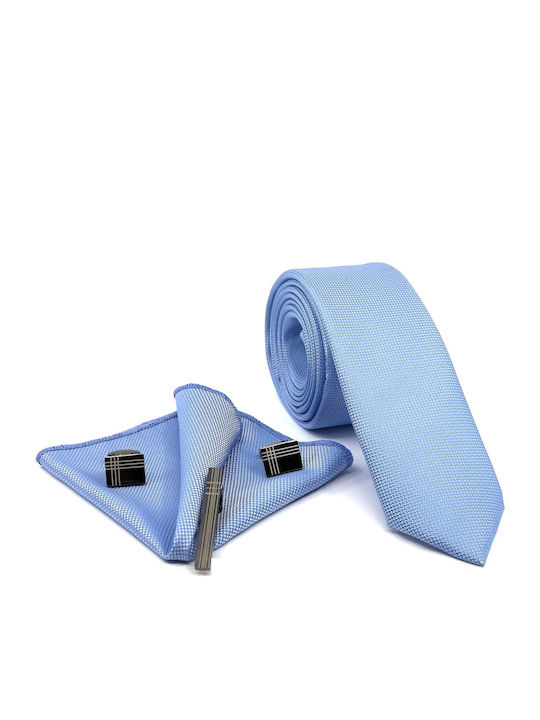 Legend Accessories Σετ Ανδρικής Γραβάτας Συνθετική Μονόχρωμη σε Γαλάζιο Χρώμα