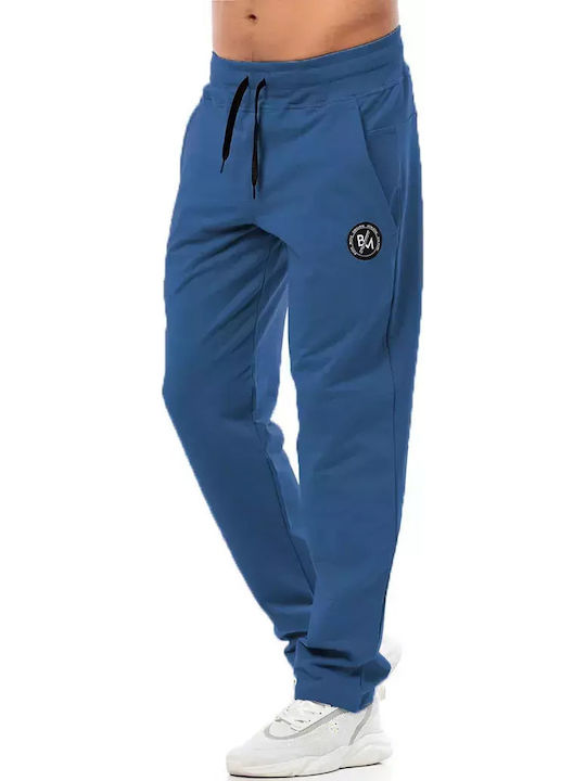 Three-strand Sweatpants without Elastic Blue