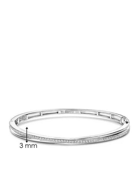 Ti Sento Damen Armband Handschellen aus Silber mit Zirkon