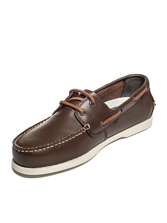 Δερμάτινα Ανδρικά Boat Shoes σε Καφέ Χρώμα