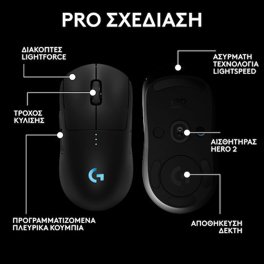 Logitech G Pro 2 Lightspeed Wireless RGB Gaming Mouse 44000 DPI Negru