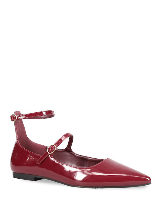 Migato Damen Ballerinas aus Lackleder in Burgundisch Farbe