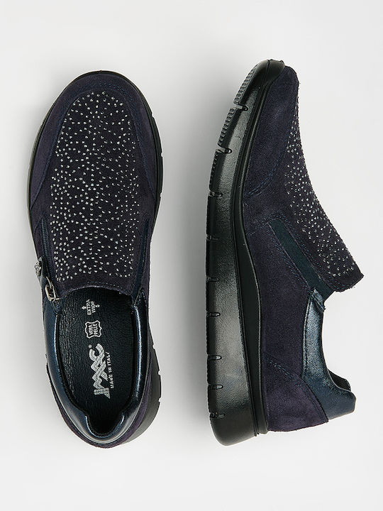 Ανατομικά Γυναικεία Slip-On Δερμάτινα Μπλε