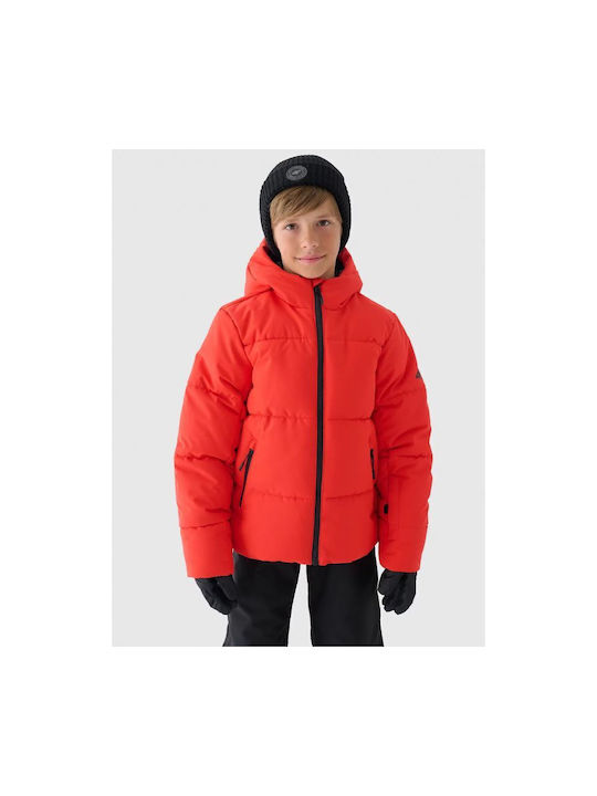 4F Kids Sports Jacket Windproof with Lining & Hood Red