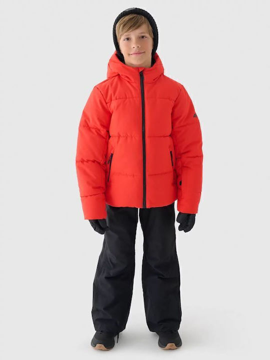 Down Kids Sports Jacket Windproof with Lining Hooded Red
