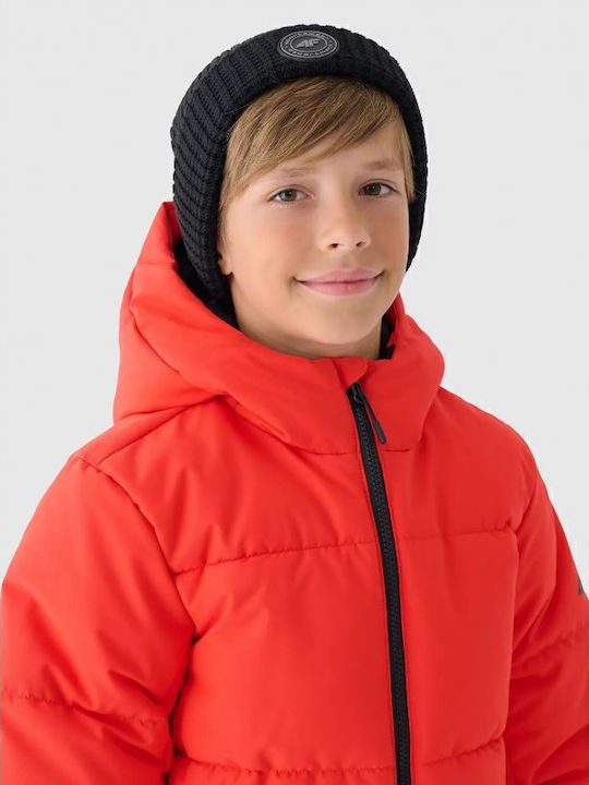 Down Kids Sports Jacket Windproof with Lining Hooded Red