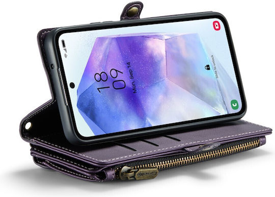 Θήκη Caseme Samsung Galaxy A55 5g Rfid Leather Wallet Λουράκι Ώμου Μωβ