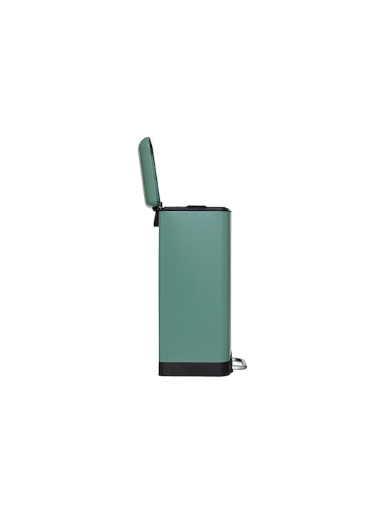 5Five Waste Bin Waste Metallic with Pedal Green 30lt 1pcs